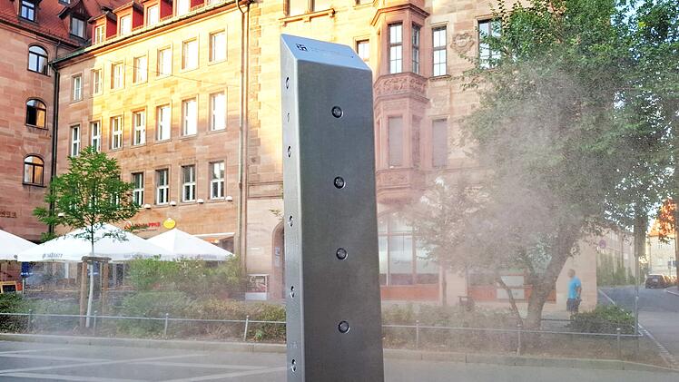 Spr&uuml;hnebels&auml;ule an der Klarakirche.