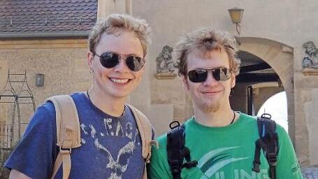 Shane Patterson (links) und sein Tandempartner an der Otto-Friedrich-Universität Bamberg, Christian Langer aus Obertheres, besuchten im Jahr 2012 erstmals die Altenburg in Bamberg.