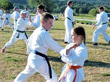 Mehr als 50 Karatekas aus den Dojo-Gasshuku von Kulmbach, Bayreuth, Hollfeld und Waischenfeld gingen eine Woche lang am Oberauhof wieder dem geliebten Karatesport nach.  Foto: Werner Reißaus