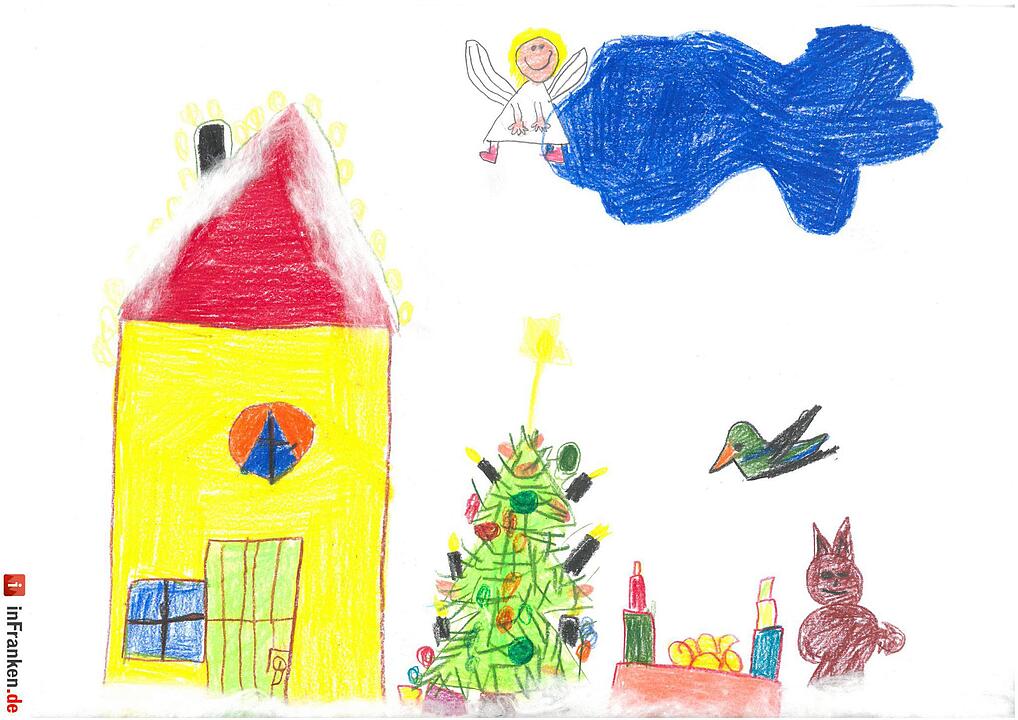 Selbstgemalte Weihnachtsbilder von Kindern aus Franken 2016