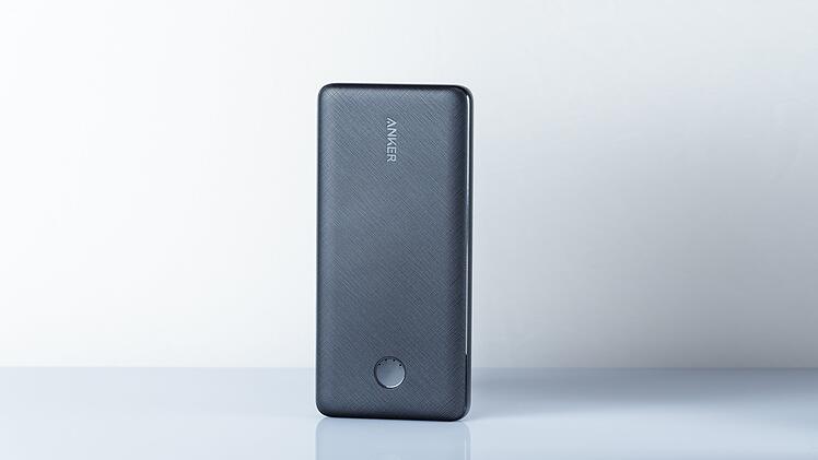 Powerbank, Power Bank, Zaporizhzhia, Ukraine - November 27, 2022: Anker PowerCore III Slim 10000 mAh Black on white background. powerbank