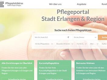 Mitte des Jahres soll die Pflegeplatzbörse für die Stadt Erlangen und den Landkreis Erlangen-Höchstadt fertig sein.  Foto: Screenshot/www.pflegeplatzboerse-erlangen.de