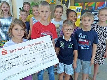 Den Spendenscheck halten Aurelia Heidermann und Julius Distler