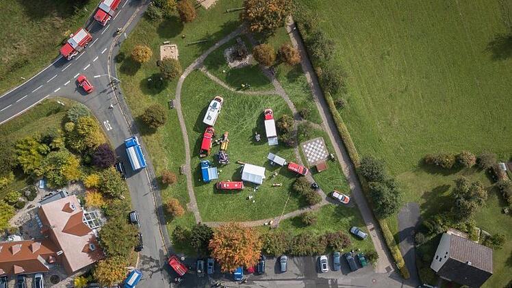 Der Ort der angenommenen Katastrophe aus der Luft.  Foto: KFV Forchheim