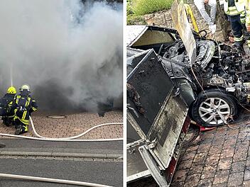 Leinach: Elektro-Auto geht beim Laden in Flammen auf - erste Vermutung bestätigt sich nicht