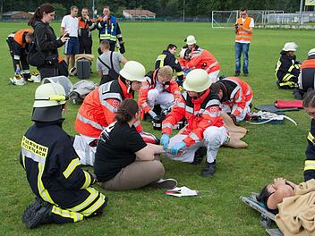 Die Retter hatten bei der Übung alle Hände voll zu tun.  Foto: privat