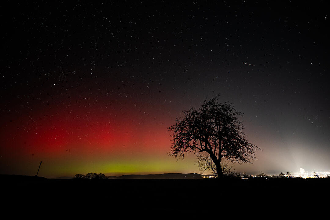Wenn der Himmel gl&uuml;ht - Polarlicht-Spektakel am Himmel &uuml;ber Bischberg