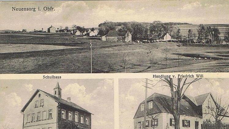 Das Schulhaus in Neuensorg wurde 1903 am Ortsende neu gebaut, man präsentierte es 1905 stolz auf einer Ansichtskarte. Foto: Siegfrid Sesselmann/privat