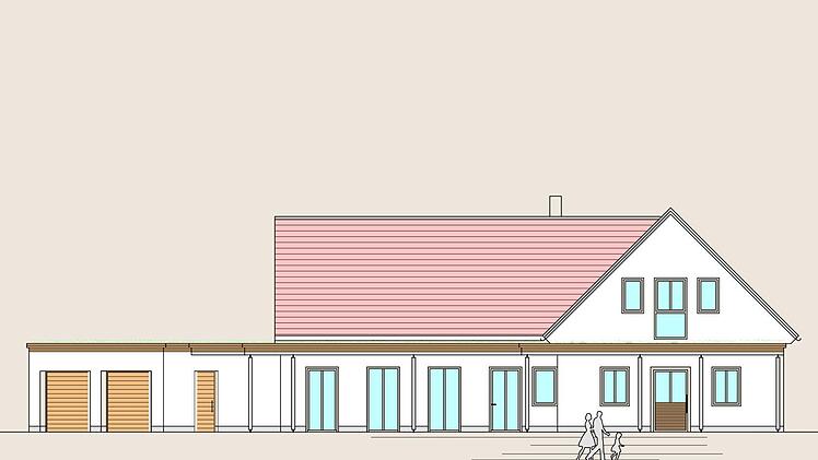 So soll das geplante Gebäude einmal aussehen.  Skizze: Planungsbüro Gerald Reinhardt