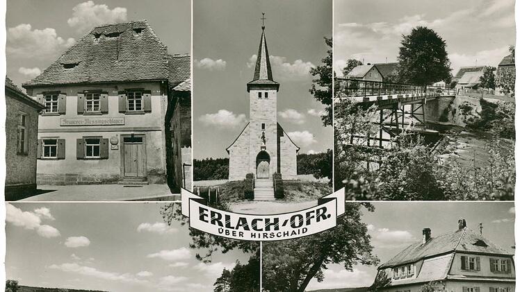 Die Postkarte aus den 1950er Jahren zeigt alte  Erlacher Ansichten.privat