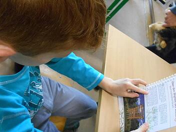 Als Ebracher Schüler interessiert einen natürlich zuallererst der Baumwipfelpfad, der es schon ins Buch geschafft hat. Fotos: Walter Hanslok