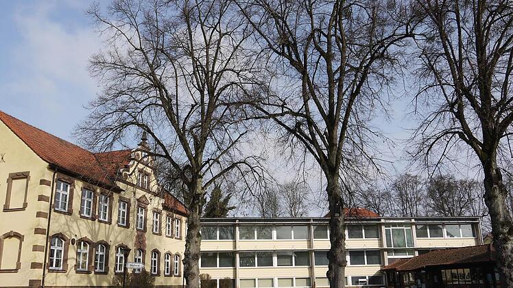 Eine bleibt, eine muss weg: Die historische Rückertschule (links) soll Heimat der Bücherei werden, die Pestalozzischule passt hingegen gar nicht ins Schlossplatz-Ensemble. Foto: Berthold Köhler