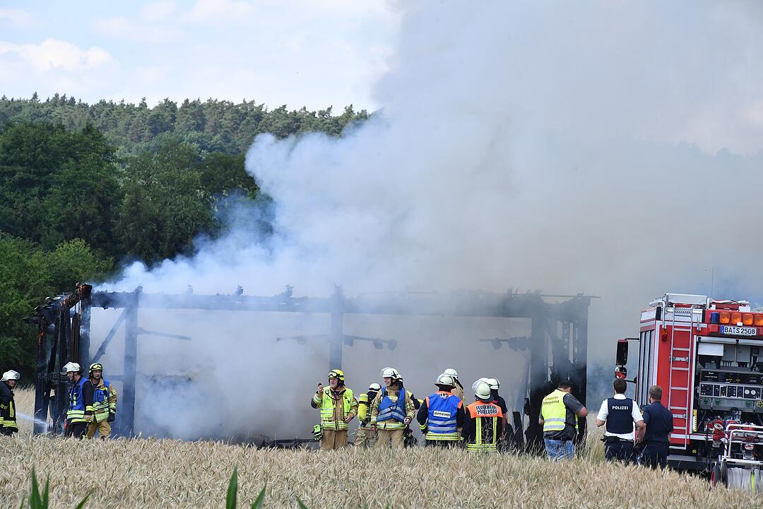 Scheunenbrand bei Memmelsdorf im Landkreis Bamberg