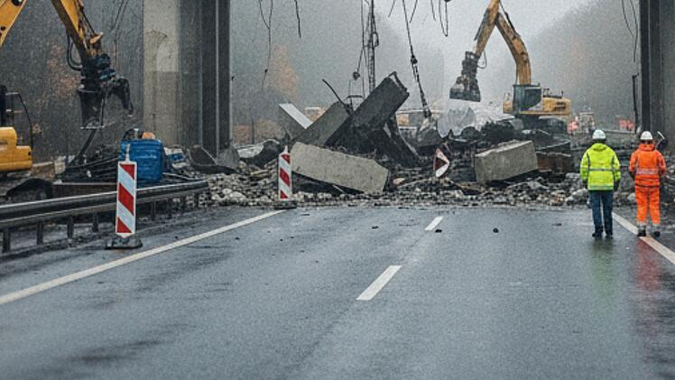 Brückenabriss, Bundesstraße, Baustelle, Bauarbeiten, Sperrung