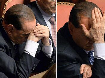 Berlusconis Reaktion, als der Senat sausschuss seinen Rauswurf beschloss. TTORE FERRARI