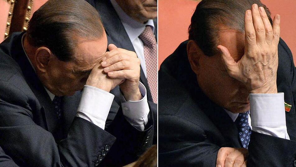 Berlusconis Reaktion, als der Senat sausschuss seinen Rauswurf beschloss. TTORE FERRARI