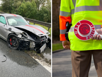 Auf der regennassen A9 verlor eine Porsche-Fahrer die Kontrolle