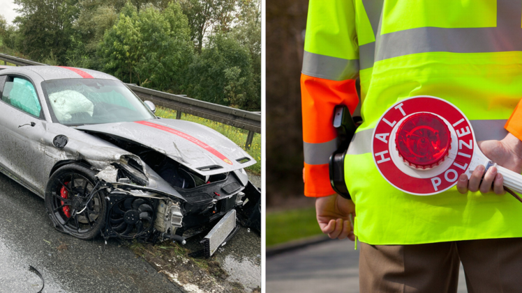 Auf der regennassen A9 verlor eine Porsche-Fahrer die Kontrolle