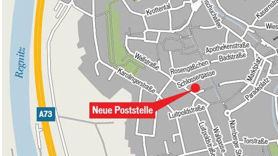 Die neue Poststelle in der Wallstraße 12. Grafik: Franziska Schäfer