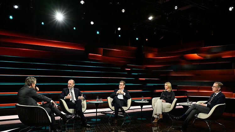 Am Dienstagabend diskutierte (von links) Markus lanz mit Manfred Weber, Ralf Stegner, Kerstin Münstermann und Michael Hüther.