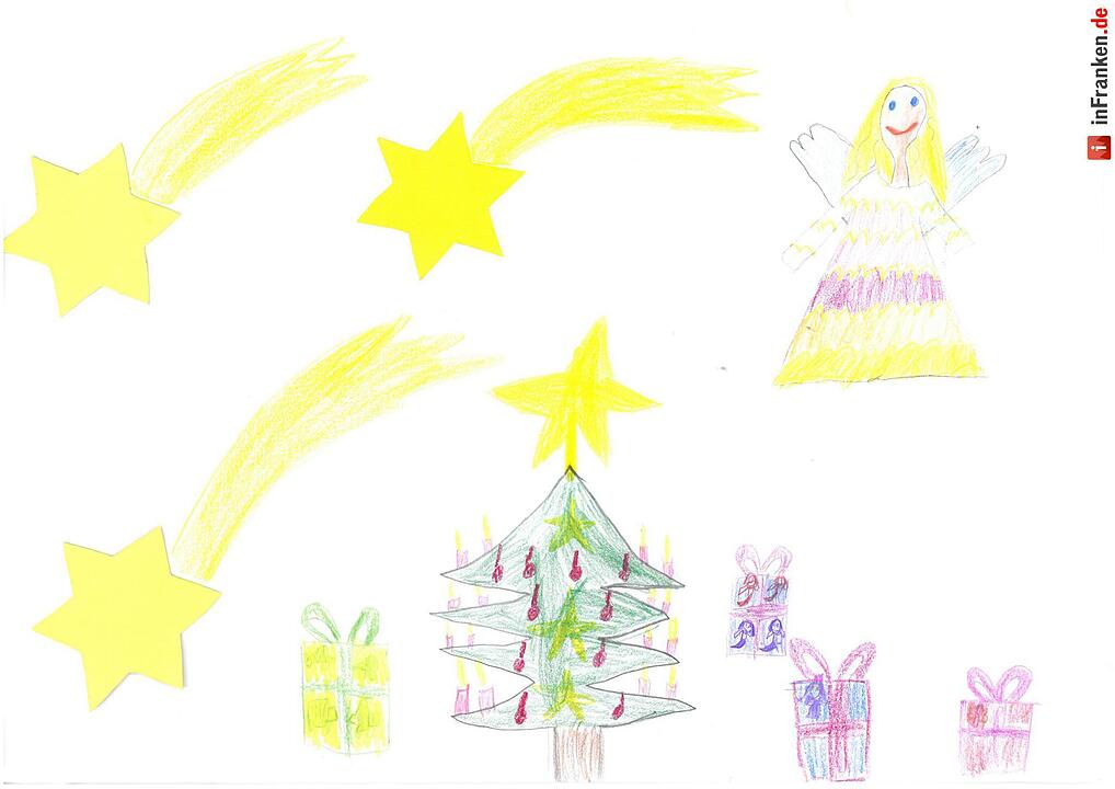 Selbstgemalte Weihnachtsbilder von Kindern aus Franken 2016