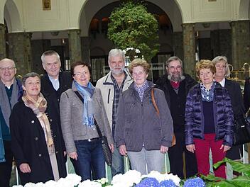 Feierten anlässlich der Goldkommunion ein Wiedersehen nach 50 Jahren: Walter Schäfer, Katharina Bauer, Norbert Metz, Iris Scheit,Ralf Kirchner, Angelika Koch, Franz Keßler, Brigitte Lehenbauer, Karin Schmitt, Maria Schönlein. Foto: Klaus Werner