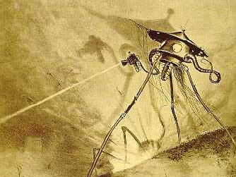 Angriff der Marsianer in Krieg der Welten, Buchillustration von Alvim Corréa, 1906