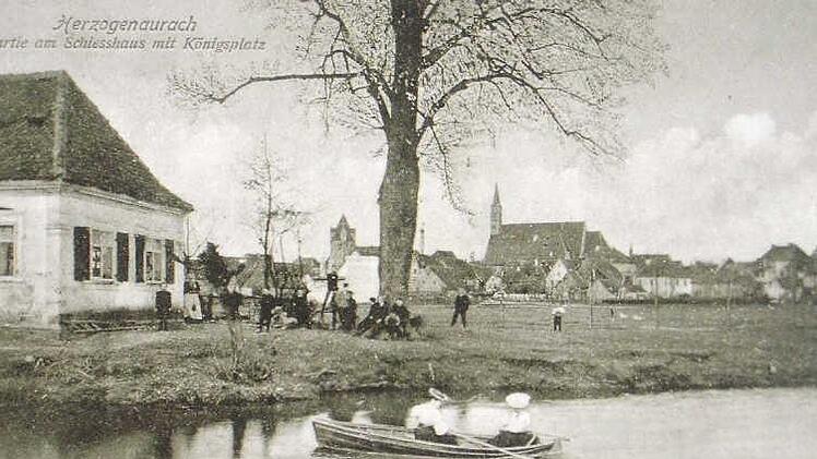 Das malerische Schießhaus auf einer Ansicht von 1905. Stand tausend Jahre zuvor an der Aurach der Königshof?  Foto: FT-Archiv