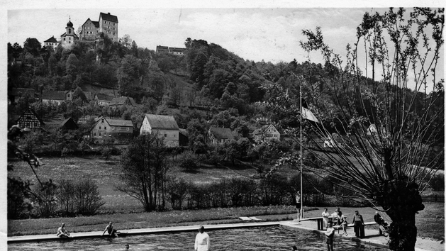 Postkarte des Egloffsteiner Freibades von 1936 Repro: Reinhard L&ouml;wisch