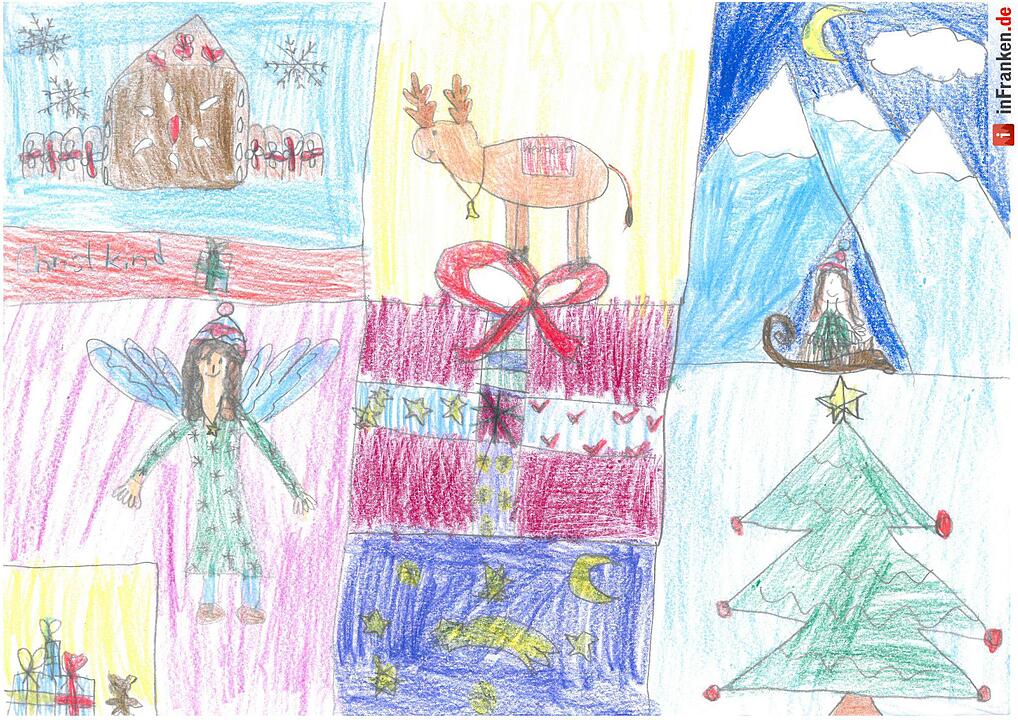 Selbstgemalte Weihnachtsbilder von Kindern aus Franken 2016