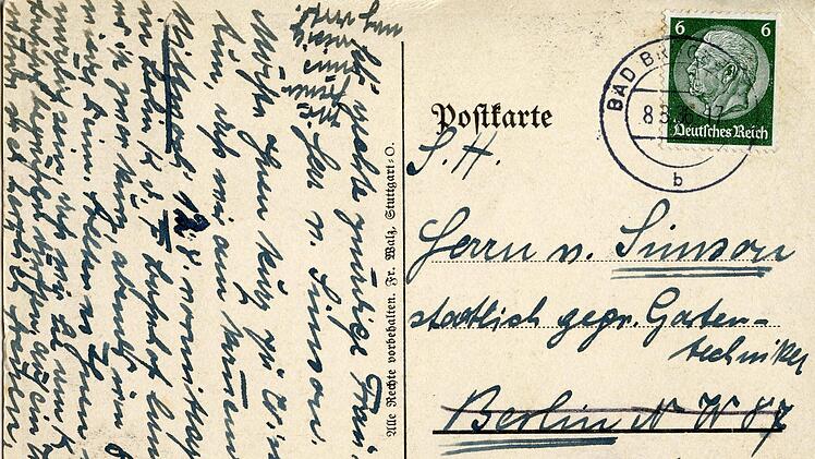 Die Rückseite der Postkarte ist mit Tinte beschrieben. Der Adressat wird um ein Treffen an einem Berliner Bahnhof gebeten. Quelle: Nachlass Paul Gerhard Böse