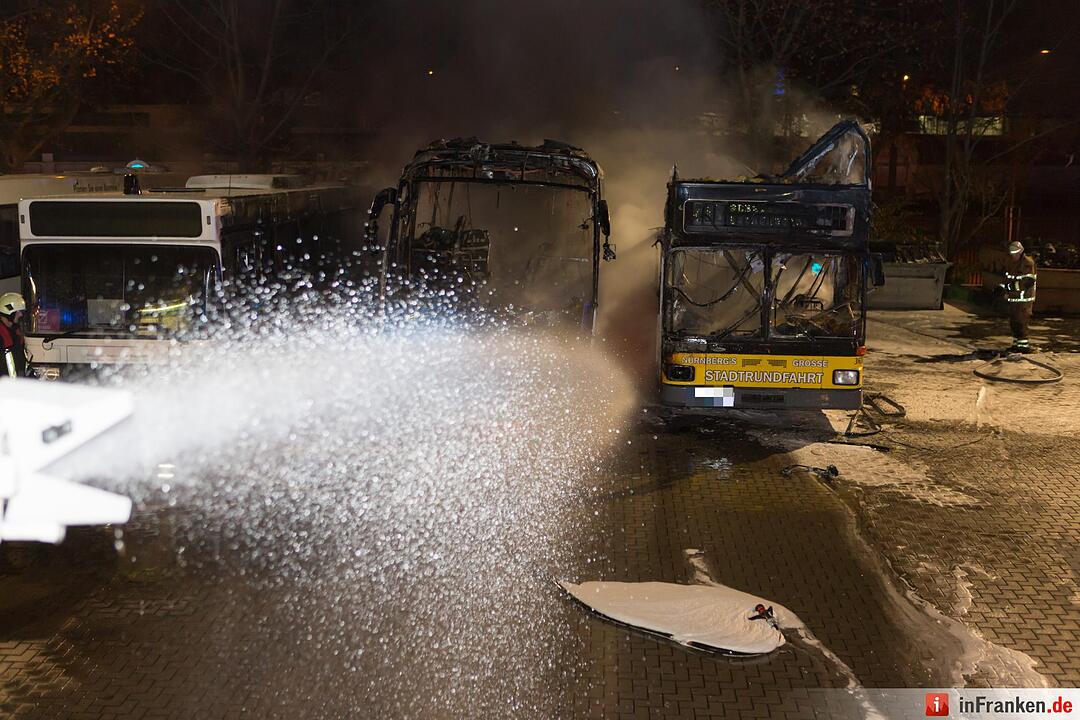 Erste Bilder: Mehrere Busse stehen in Vollbrand