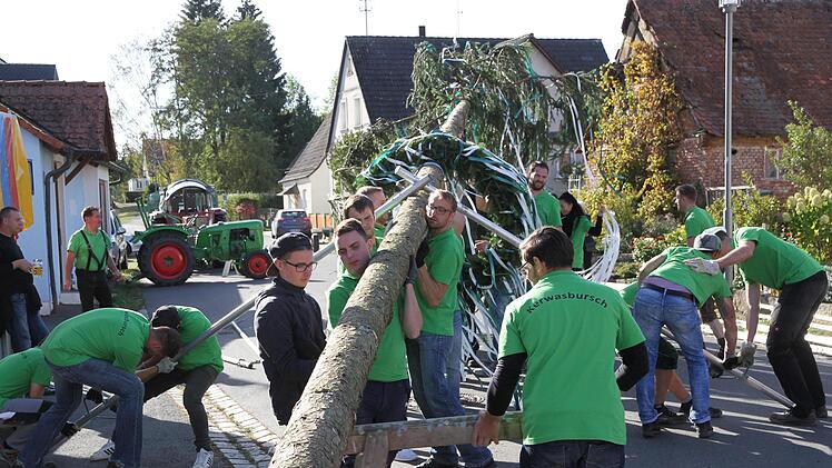 Beim Baumaufstellen in Pautzfeld Foto: Mathias Erlwein
