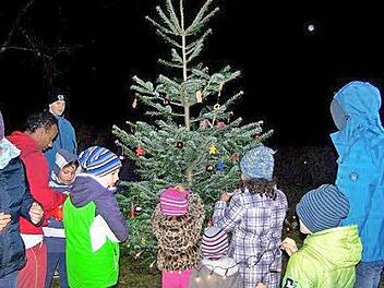Beim Baumschmücken am Schindberg halfen alle mit. Foto: privat
