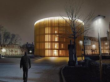Der Entwurf "Globe Theatre" der Hochschule ist so konzipiert, dass die Ausweichspielstätte fürs Landestheater - theoretisch - auch im Rondell errichtet werden könnte. Denkbar wären als Standorte aber auch der Anger oder der Rosengarten. Animation: Hochschule