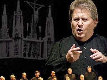 Der Don-Kosaken-Chor Serge Jaroff mit seinem Leiter Wanja Hlibka