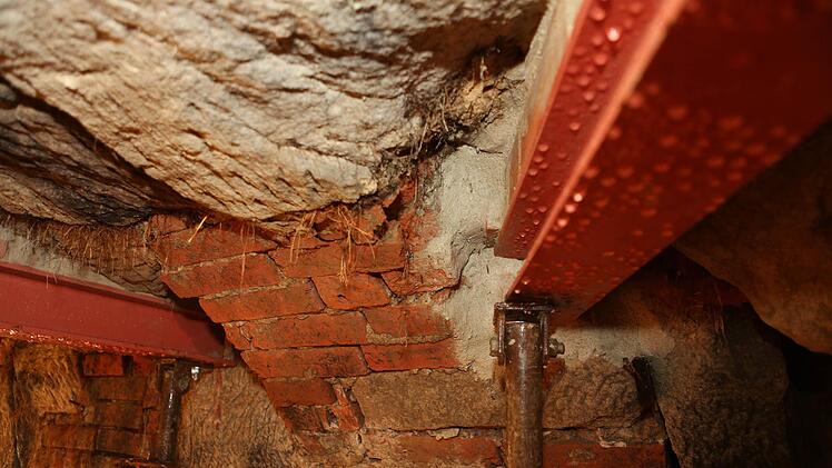 Seit einigen Jahren stützen rote Balken den Bauernkeller im unteren Kellerwald. Mit Hilfe des Landesamtes für Denkmalschutz soll nun weitere Gewölbe in Forchheim erhalten werden. Foto: Barbara Herbst/Archiv