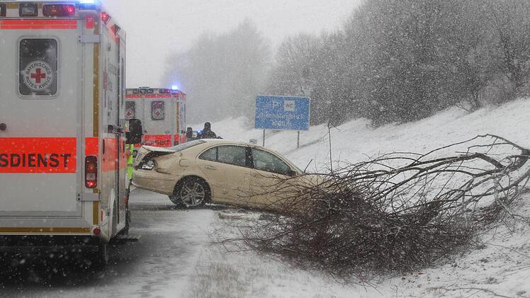 In der Böschung fällte der Mercedes einige kleine Bäume und kam anschließend auf dem Dach zum Liegen. Foto: News5/Herse