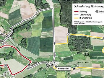 Der Schaukelweg ist in drei Abschnitte aufgeteilt worden.   Grafik: Micho Haller
