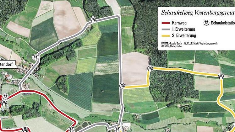 Der Schaukelweg ist in drei Abschnitte aufgeteilt worden.   Grafik: Micho Haller