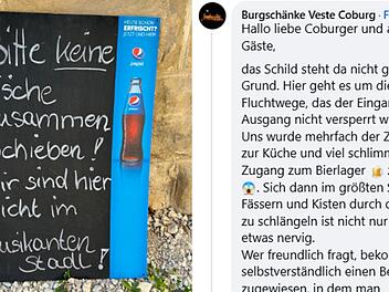 Gastro-Aufsteller auf Coburger Veste sorgt für Wirbel - "nicht im Musikanten-Stadl"