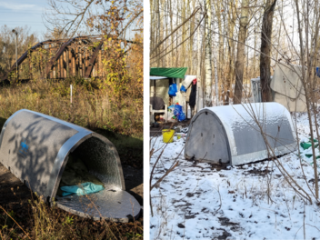 Diese zeltartigen Unterschlupfe stehen in diesem Winter in Siegen und bieten obdachlosen Menschen einen kleinen, warmen Rückzugsort.