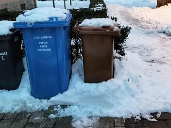 Abfallentsorgung in der Stadt Bamberg: M&uuml;llabfuhr, Schnee, Restm&uuml;ll. Altpapier, Winter