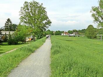 Der Hochwasserdamm in Michelau - für die Einwohner vor allem eine schöne Strecke zum Spazierengehen oder Joggen - soll sicherer für ein sogenanntes hundertjähriges Hochwasser gemacht werden. Die beabsichtigten Veränderungen betreffen rund 85 Prozent der Gesamtlänge von 4,5 Kilometern. Fotos: Ramona Popp