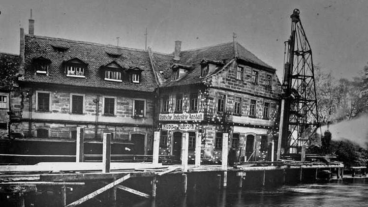 So sahen 1931 Kaufmanns- und Sterzersmühle aus. Die Leibelsmühle war schon lange vorher abgebrochen worden. Foto: Stadt Bamberg
