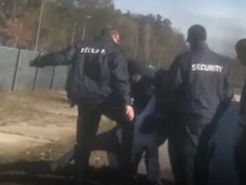 Ist in diesem Video-Ausschnitt ein Tritt eines Sicherheitsmitarbeiters mit dem Knie gegen den Kopf eines Bewohners der Ankereinrichtung Bamberg zu sehen? Der Flüchtlingsrat sagt: eindeutig. Die Ermittlungen laufen. Screenshot: FT