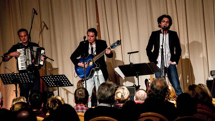 Florian Schilling (Bass, Akkordeon, Tuba), Helge Treybig (Gitarre), Florian Herrnleben (Gesang) und Johannes Speckamp (Klavier) präsentieren "Bamberg bassd scho".  Foto: pr