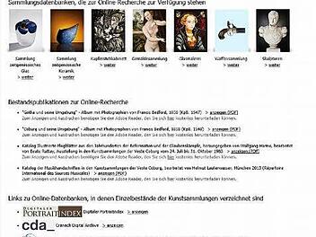Blick auf das Online-Angebot der Kunstsammlungen Screenshot