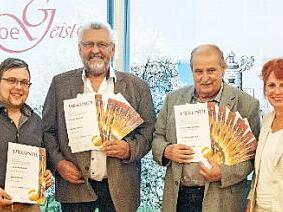 Bei der Ehrung der Brenner aus dem Landkreis Ha&szlig;berge, von links: Mathias Kr&ouml;nert, Daniel Herterich, Hilmar Schmitt, Johann Reitinger, Andrea B&auml;tz und Hubert Fr&ouml;hlich Foto: Conny Fichtinger/Studio 54/Stadtprozelten