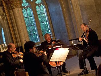 Das Bamberger Streichquartett gastierte im Marmorsaal von Schloss Rosenau (von links): Andreas Lucke, Raul Teo Arias, Karlheinz Busch und Branko Kabadaic.